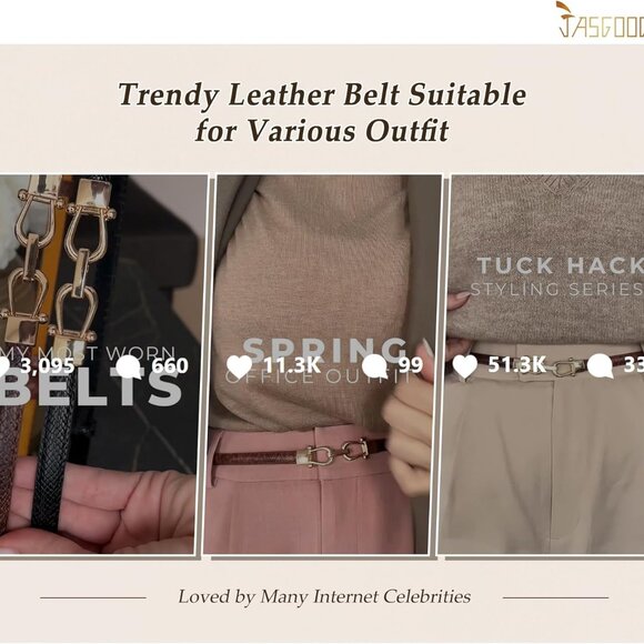 Leather Skinny Women Belt Ladies Thin Waist Belts Plus Size Adjustable for Jeans - Picture 2 of 5